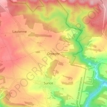 Топографическая карта Omezée, высота, рельеф