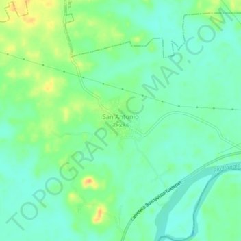 Топографическая карта San Antonio Texas, высота, рельеф