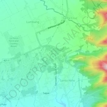 Топографическая карта Talisay, высота, рельеф