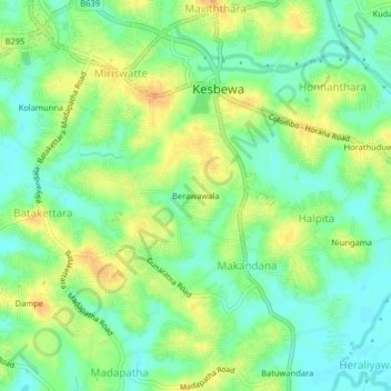 Топографическая карта Berawawala, высота, рельеф