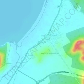 Топографическая карта El Ferine, высота, рельеф