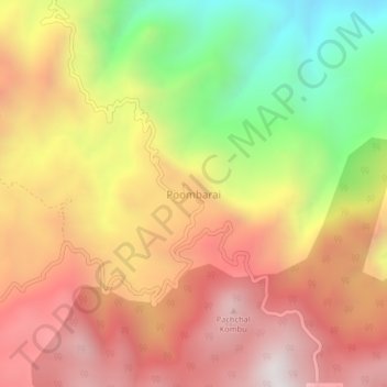 Топографическая карта Poombarai, высота, рельеф