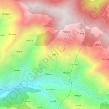 Топографическая карта Bagna, высота, рельеф