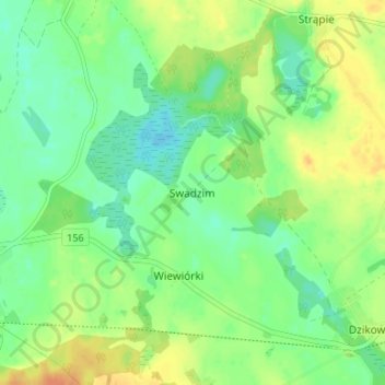 Топографическая карта Swadzim, высота, рельеф