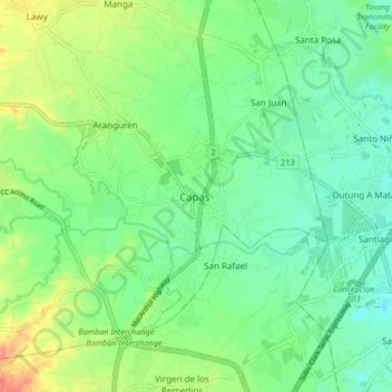 Топографическая карта Capas, высота, рельеф