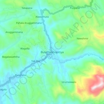 Топографическая карта Bulathkohupitiya, высота, рельеф