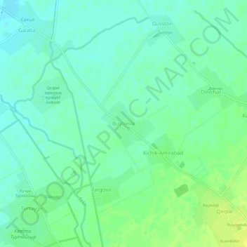 Топографическая карта Бустонлик, высота, рельеф
