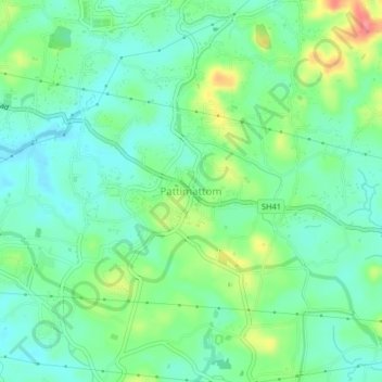 Топографическая карта Pattimattom, высота, рельеф
