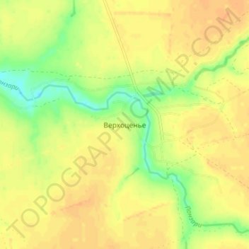 Топографическая карта Верхоценье, высота, рельеф