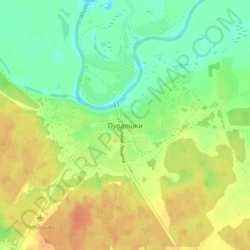 Топографическая карта Пурдошки, высота, рельеф