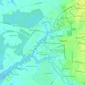 Топографическая карта Glenwood Heights, высота, рельеф
