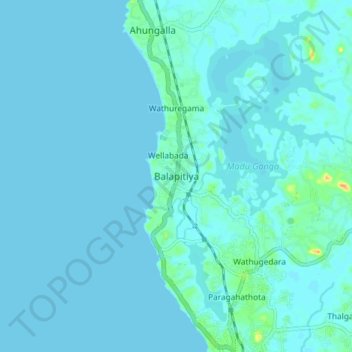 Топографическая карта Balapitiya, высота, рельеф
