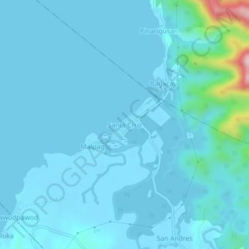 Топографическая карта Santa Cruz, высота, рельеф