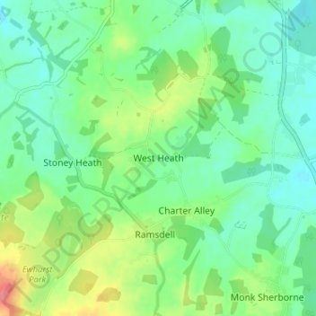 Топографическая карта West Heath, высота, рельеф