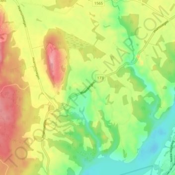 Топографическая карта Hvam, высота, рельеф