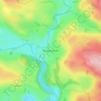 Топографическая карта Redesmouth, высота, рельеф