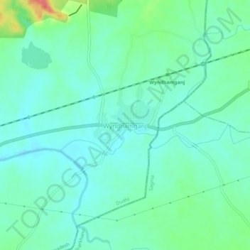 Топографическая карта Wyndhamganj, высота, рельеф