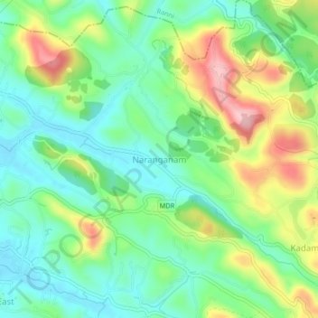 Топографическая карта Naranganam, высота, рельеф
