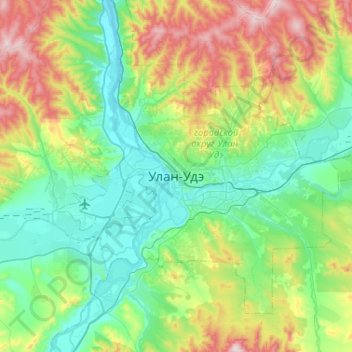 Топографическая карта Улан-Удэ, высота, рельеф