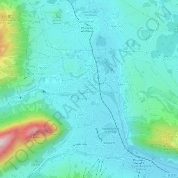 Топографическая карта Pfronten, высота, рельеф
