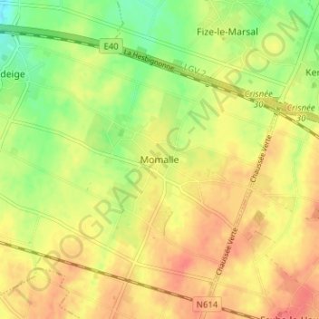 Топографическая карта Momalle, высота, рельеф