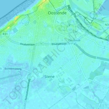 Топографическая карта Nieuwe Stad, высота, рельеф