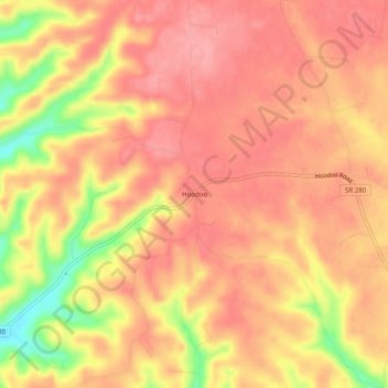 Топографическая карта Hoodoo, высота, рельеф