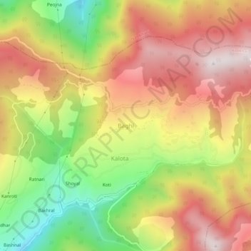 Топографическая карта Baghi, высота, рельеф