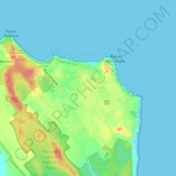 Топографическая карта Tibau do Sul, высота, рельеф