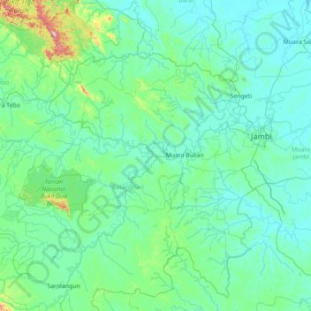 Топографическая карта Muara Tembesi, высота, рельеф
