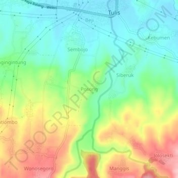 Топографическая карта Posong, высота, рельеф