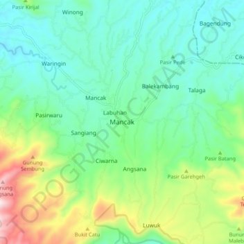 Топографическая карта Mancak, высота, рельеф