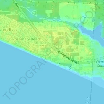 Топографическая карта Inlet Beach, высота, рельеф