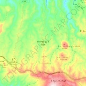 Топографическая карта Monte San Juan, высота, рельеф