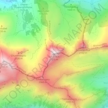 Топографическая карта Gantrisch, высота, рельеф