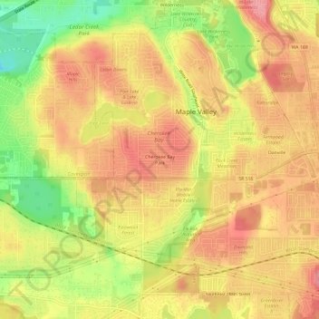 Топографическая карта Cherokee Bay Park, высота, рельеф