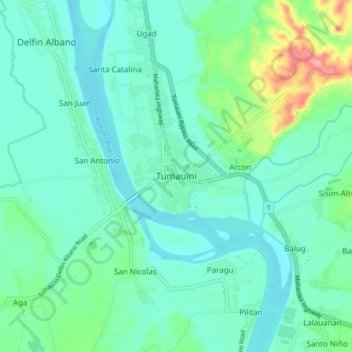 Топографическая карта Tumauini, высота, рельеф