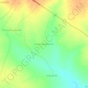 Топографическая карта Kantamavaripalle, высота, рельеф