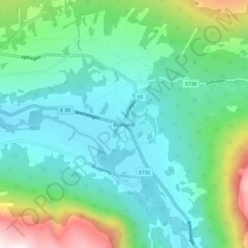 Топографическая карта Byrkjelo, высота, рельеф