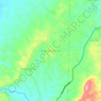 Топографическая карта Anonang Norte, высота, рельеф