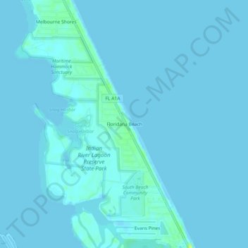 Топографическая карта Floridana Beach, высота, рельеф
