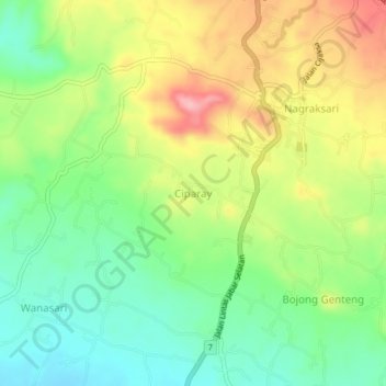 Топографическая карта Ciparay, высота, рельеф