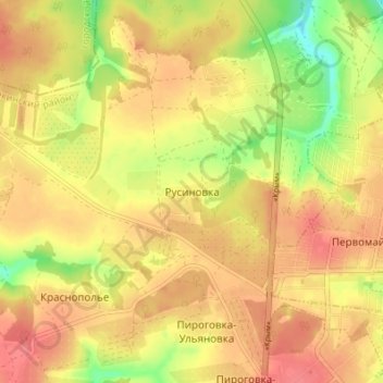 Топографическая карта Русиновка, высота, рельеф