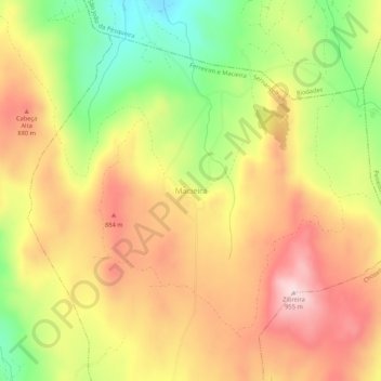 Топографическая карта Macieira, высота, рельеф