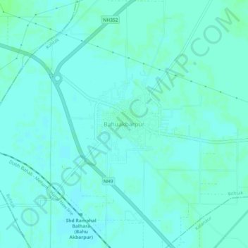 Топографическая карта Bahuakbarpur, высота, рельеф