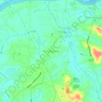 Топографическая карта Koovappady, высота, рельеф