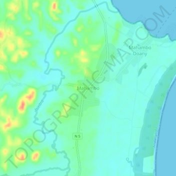 Топографическая карта Mahambo, высота, рельеф