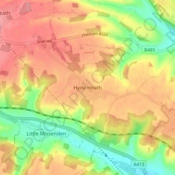 Топографическая карта Hyde Heath, высота, рельеф