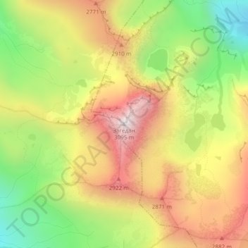 Топографическая карта Загедан, высота, рельеф