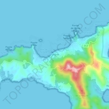 Топографическая карта Tartane, высота, рельеф